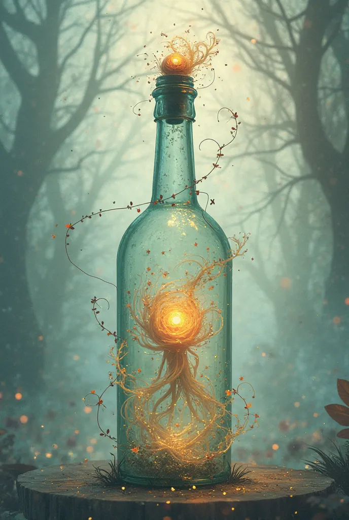 An emotion inside an animated bottle 