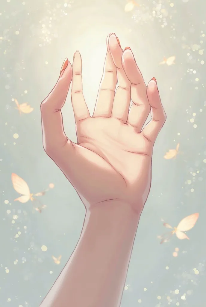 The female anime hand turned upwards watching the palm