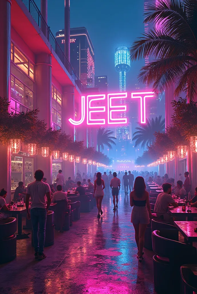 Make a poster of a nightclub to promote it called “JEET”