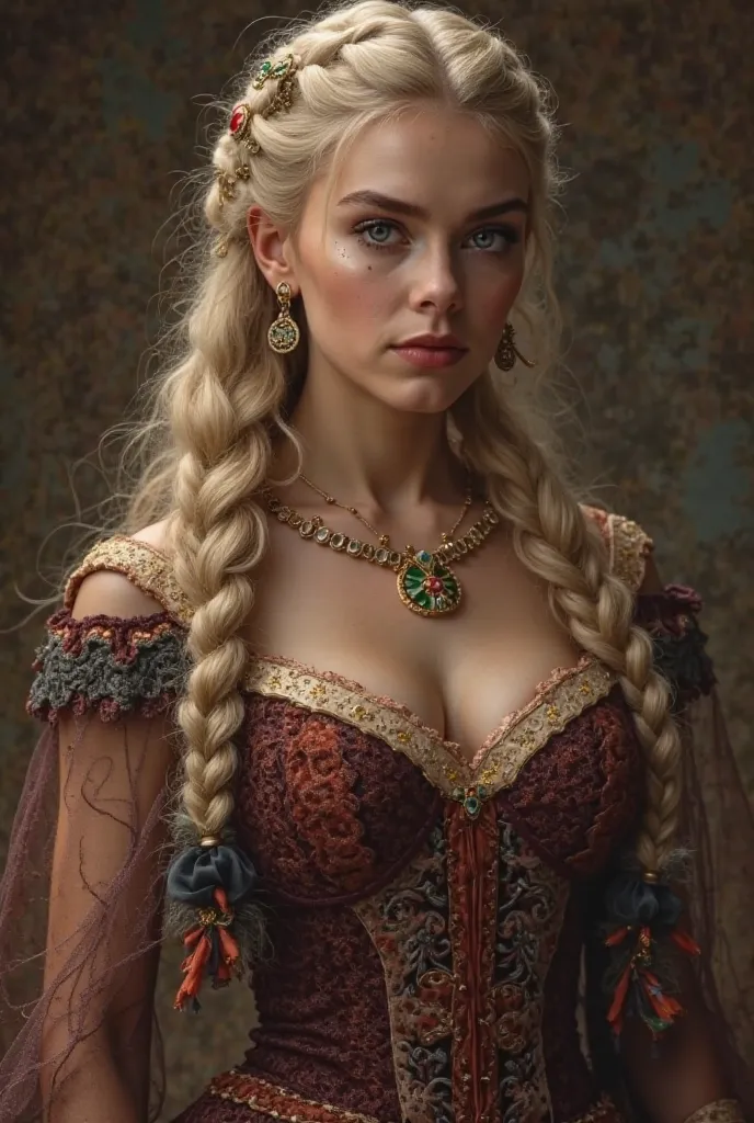 Create a QUEEN with this description : Spoiled from an early age, She was a chubby girl and a sturdy woman, with a thick waist and a very large bust. She was very proud and stubborn, and there was a certain petulance in her small mouth. Rhaenyra had the si...