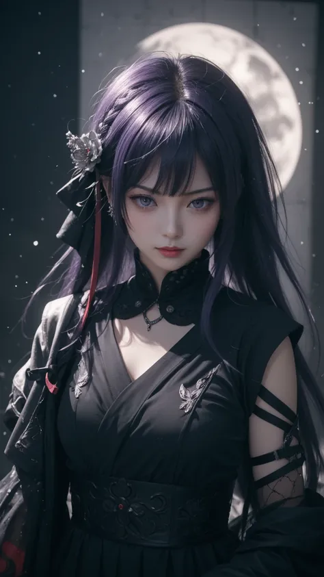 anime girl with purple eyes and purple hair in a black dress, anime style 4 k, artwork in the style of guweiz, anime style. 8k, guweiz, detailed digital anime art, anime styled digital art, badass anime 8 k, 4k anime wallpaper, anime wallpaper 4 k, anime w...