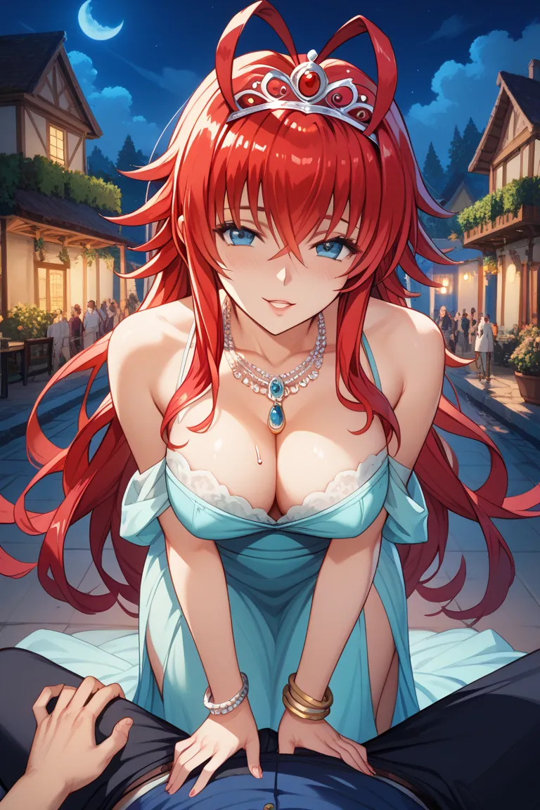 Rias Gremory ( high school dxd),Dressed as a Mother ,housewife,married, married a 8 anos, se feels lonely, lack of sex,feels lonely,then, Masturbate a lot, and feels like having her husband screw her,undressing,  taking off her clothes,Showing, breasts,bre...