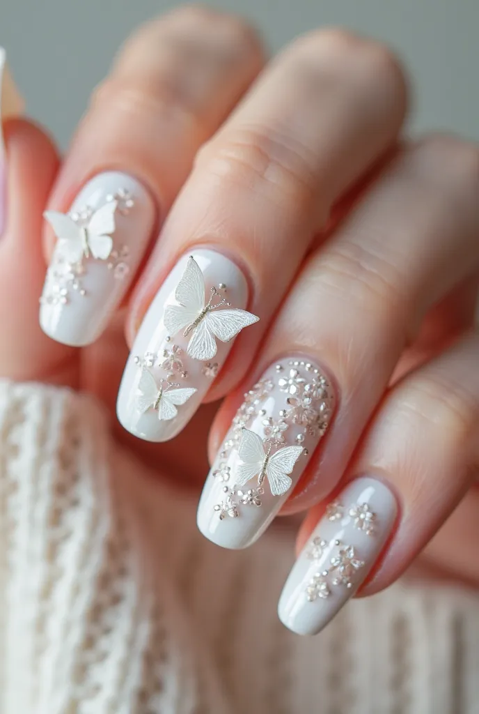 White butterfly nails 