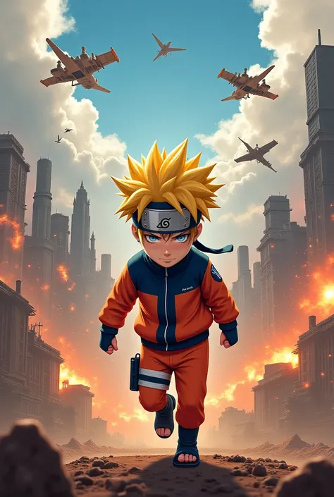 Having entire nations and militaries persecute the boy in this photo, make the nations pursue this character and make the cartoon look like the one in the Naruto anime 