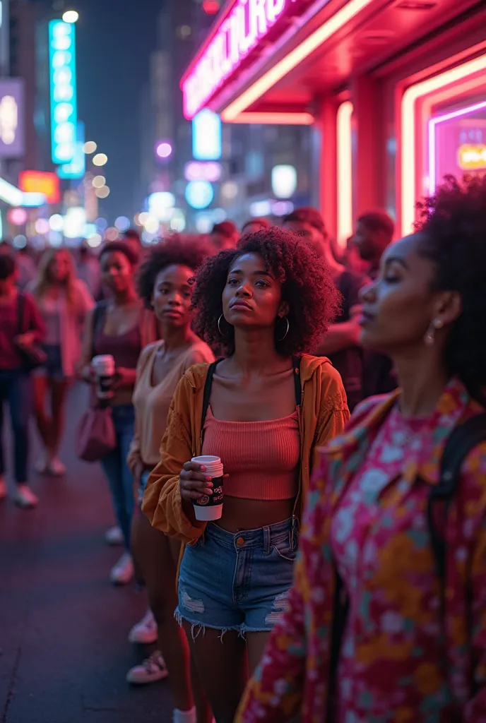 Young people selling tickets in line at a club