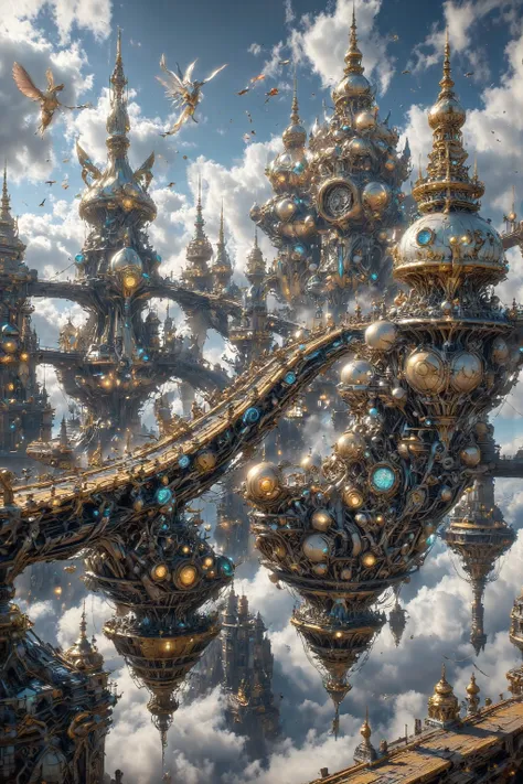 An 18th century city, flying through the sky. wh1ms1cal. xuer Asgard City. 