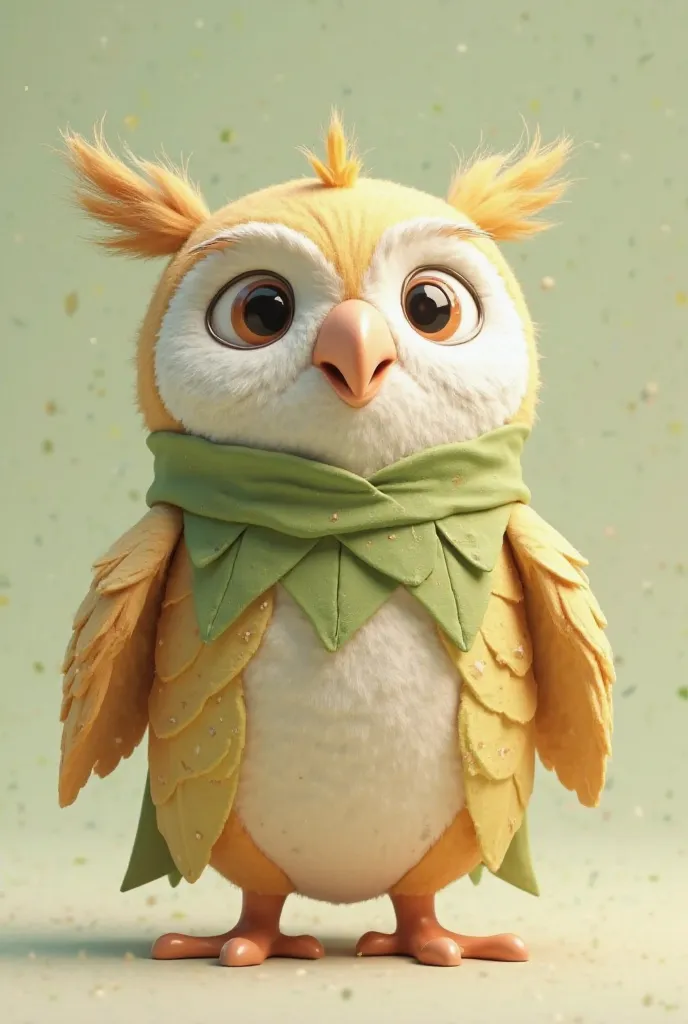 Model an animal-based 3D mascot for an eco-friendly brand. The character should be a stylized version of a sustainability-related animal (Like a wise owl, playful panda or dolphin dolphin). The design should include natural textures such as fur, feathers o...