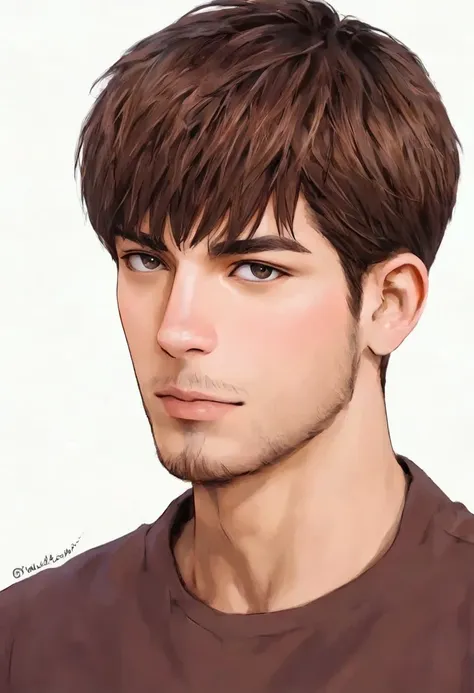  Human Male , Brown Pixie Haircut , shirt 