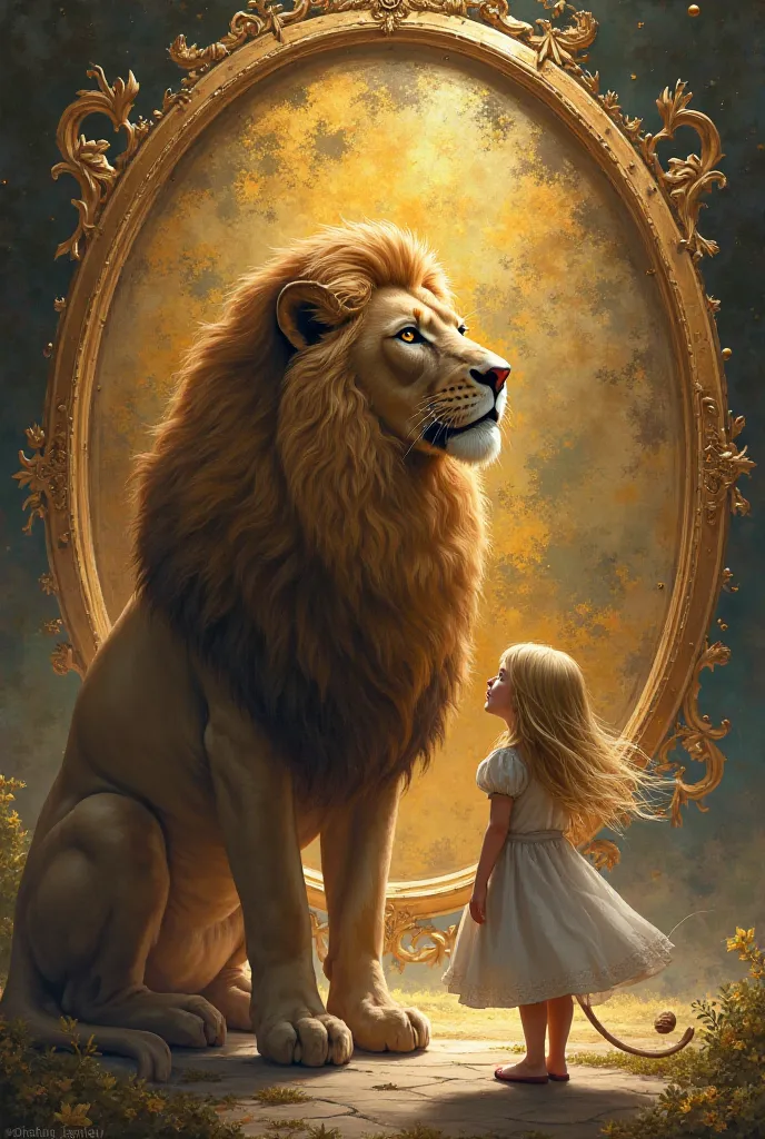 I created a cover for my book, is called The Bronze Mirror. I want the cover to have the Lion and Mery, a little Blonde.