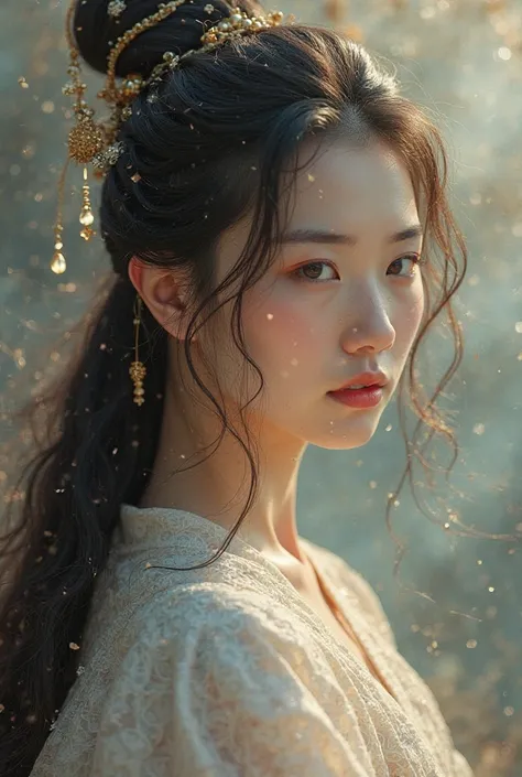 Ancient Korean Korio Dynasty 1 Girl, Age 22, high resolution,  long hair, masterpiece, 8k, photorealistic, intricate details, graceful pose, serene