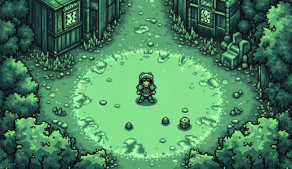 A scene from League of Legends reimagined as a Game Boy game. The graphics are monochrome, using only four shades of green to match the classic Game Boy screen. The perspective is top-down, similar to old-school action RPGs like The Legend of Zelda: Link’s...