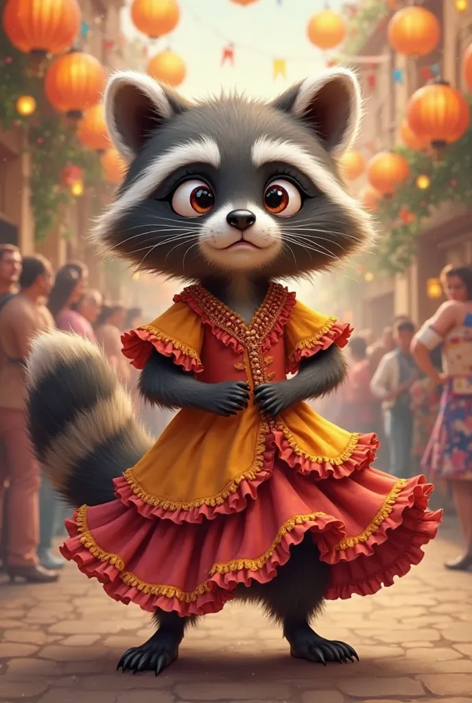 Cute raccoon Flamenguista nervous