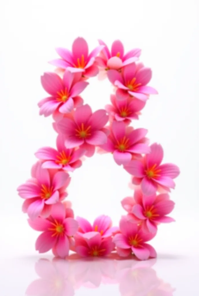 The number 8 in pink flowers with white background