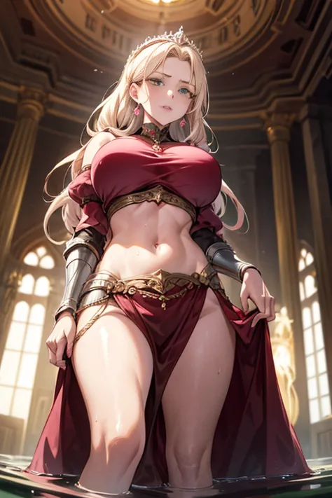 masterpiece, best quality, High Resolution, Alone, 1 girl, full body, DESCRIPTION Girl , Details Hand ,  detail finger , detail face, cute face, Leg Details,  overly detailed art floating in red water, Fine details, Big Breasts, huge ass, steam, sweat, blo...