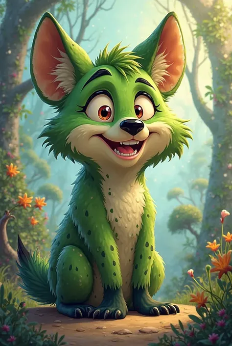 Cartoon furry Hyena green