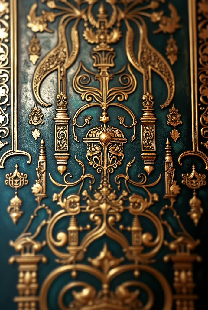 a close up of a painting of a pattern on a wall, islamic calligraphy, arabic calligraphy, islamic art, arabian calligraphy, calligraphic poetry, caligraphy, arabian art, gold inlay, lit. 'honored ka'bah'), ornate art, gold leaf painting, gold and steel int...