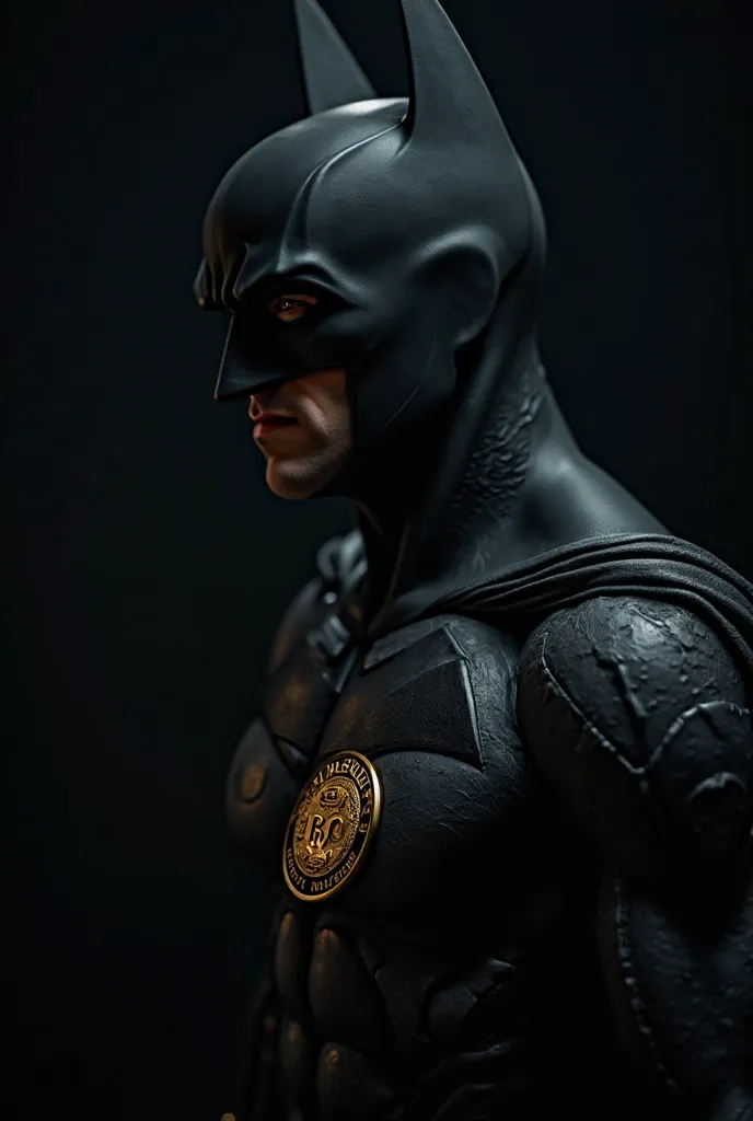 Batman in profile with lawyer medal