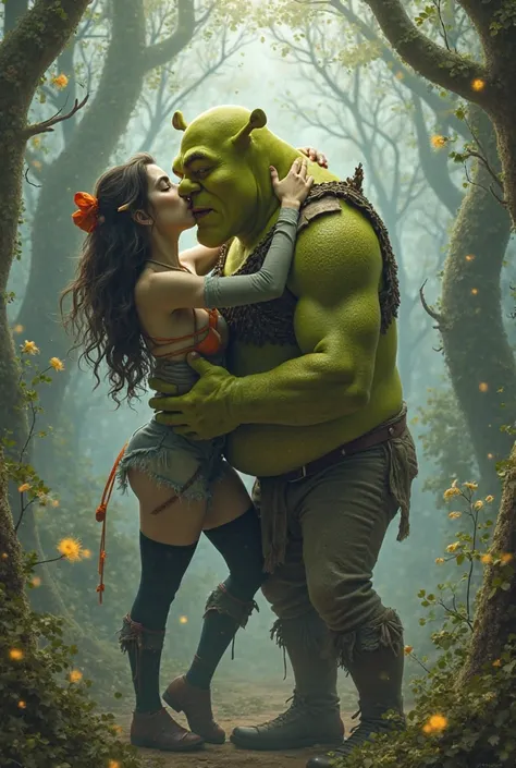 Kuromi making out with Shrek