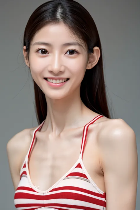 (photorealistic without makeup),(masterpiece),(super detailed),  very pretty ,  Asian mature woman with very venous, ultra-fine anorexia、literally only skin and bones due to severe malnutrition。 looks very brittle and delicate 、has big expressive eyes, Smi...