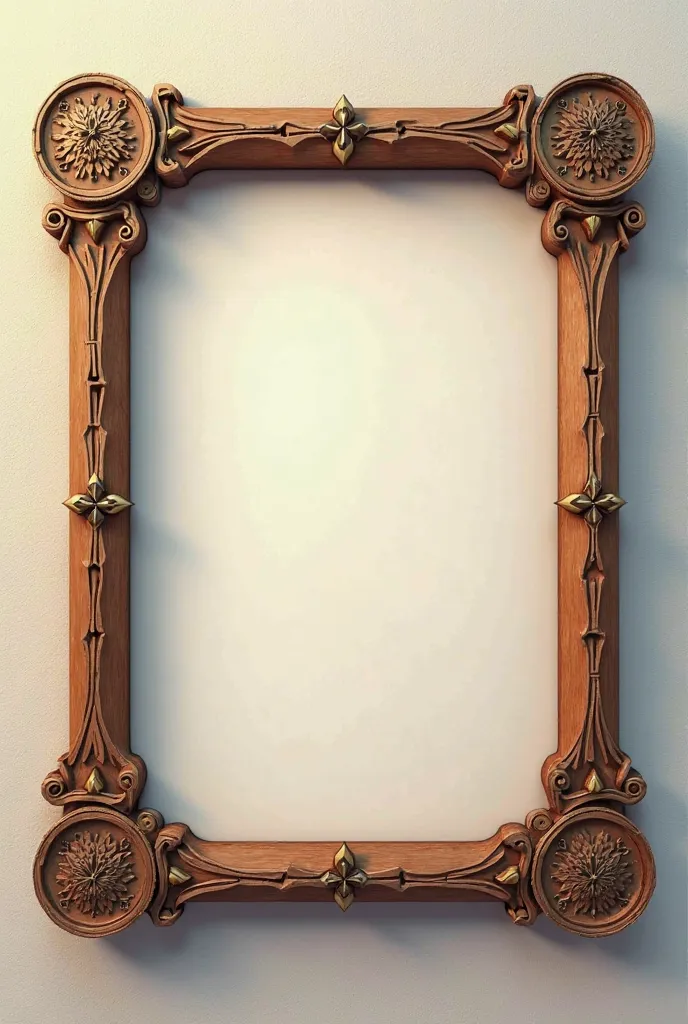 make a rectangular frame,  wooden texture, with Latvian symbol decorations, game art style, high quality, render,  