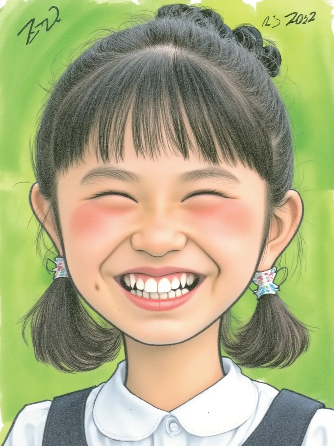 1 girl, crctfl style,Caricatures,
exaggerated, expressive, comedy, parody, illustration, smile