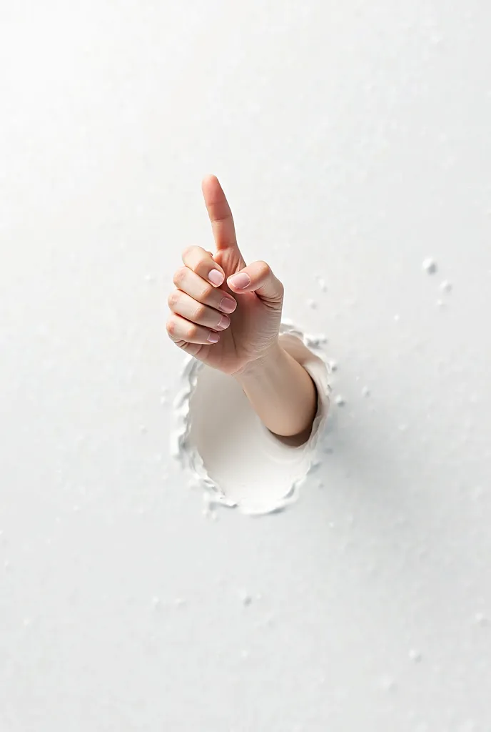 A picture of a hand sticking out of a white wall, giving a thumbs up.