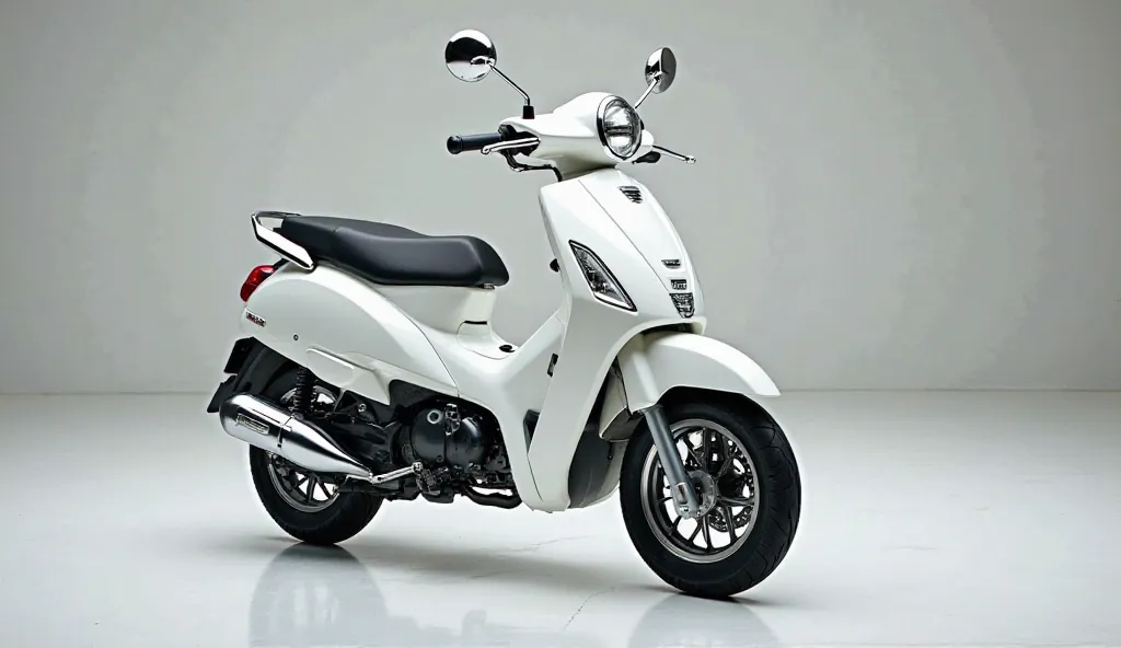 2025  Honda super cub left side view in showroom color white full hd image 