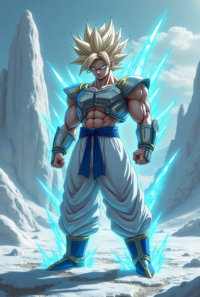 Super technological Goku transformed into super Saiajim 4 , In an icy desert