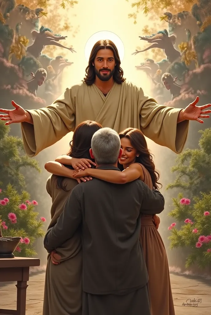 Jesus came to embrace the two 