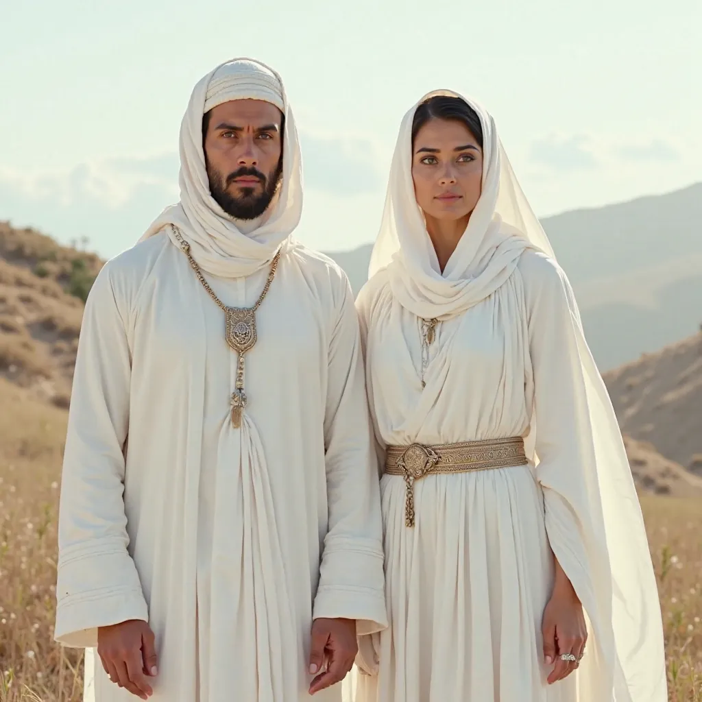 Yazidis man and women white clothes