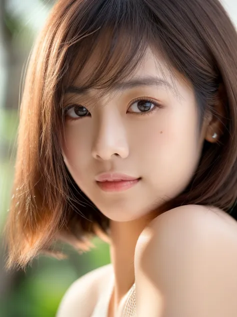 (( cute little  japanese girl、  beautiful Japanese girl  、 1 girl、Age 19,  Highly Detailed Face and Skin Textures、 Refinement 、  hairstyle  、 super detailed eyes、is、、Dark circles made of teak wood 、cheeks painted with pink Dark circles made of teak wood 、 ...