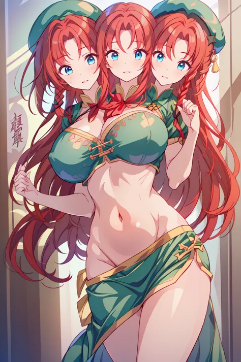 (masterpiece, best quality),best quality, (ultra-detailed), (3heads:1.5), 1girl, (ultra-detailed), (3heads:1.5), 1girl, (hong meiling:1.3), masterpiece, (best quality:1.5, highres, UHD), highres, absurdo, ultra detail, ultra quality, Ultra resolution, gree...