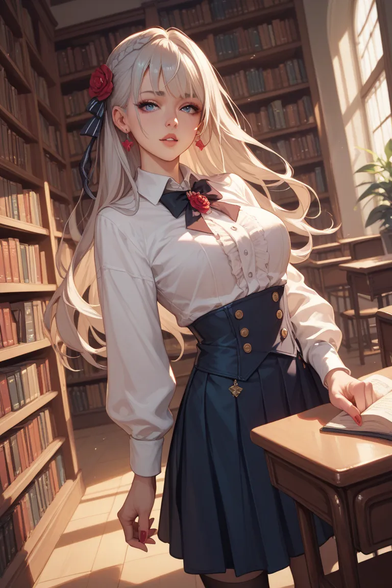 Shalltear Blood Fallen fucking in a library 