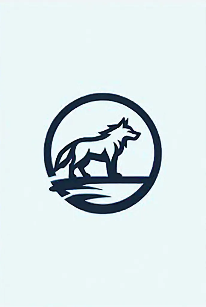 Linear logo for selling ice with a wolf