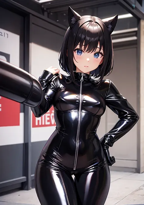 BLACK PVC CATSUIT GIRL