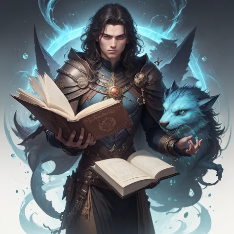 Fantastic fantasy book cover with the theme of alchemical magic and beasts of the zodiac