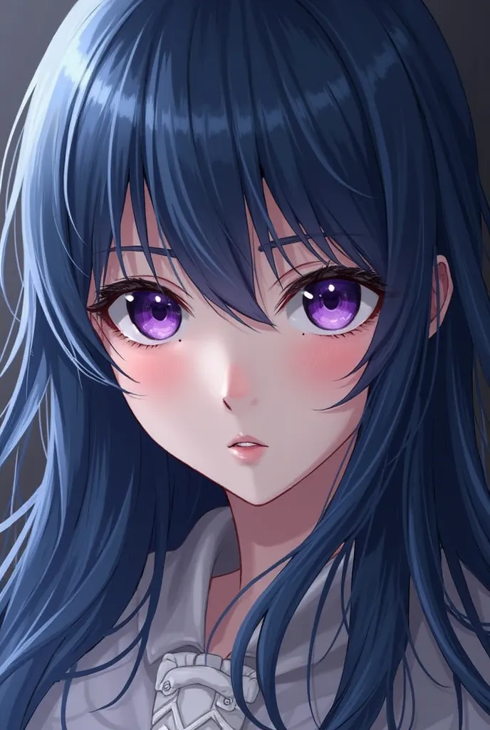 akiyama rinko, blue hair, purple eyes, long hair
