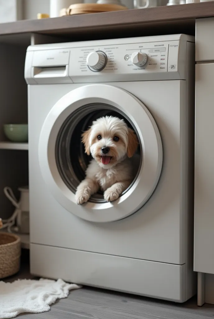 Dog in the washing machine 