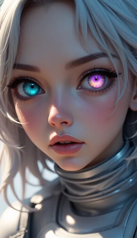 (Close-up of a better masterpiece:1.5)0.9], (Space and astronauts:1.2) (Messy silver hair:1.1) (Heterochromia xanthochromia and blue eyes:1.2) (Space Helmet:1.0) (Colored stars in the eyes:1.0) (A radiant glow:1.1) (thick lips:0.9) Girl Gets Surprise Wedgi...