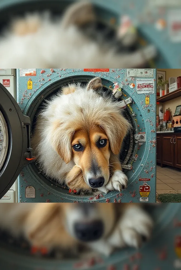 Dog in a washing machine