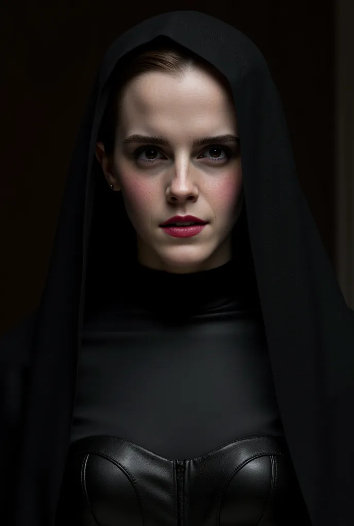 Emma Watson as a nun, skintight leather habit