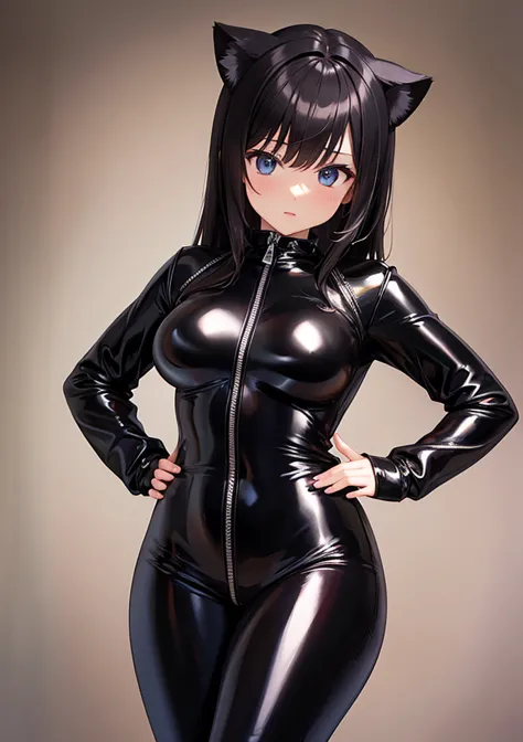 BLACK PVC CATSUIT GIRL