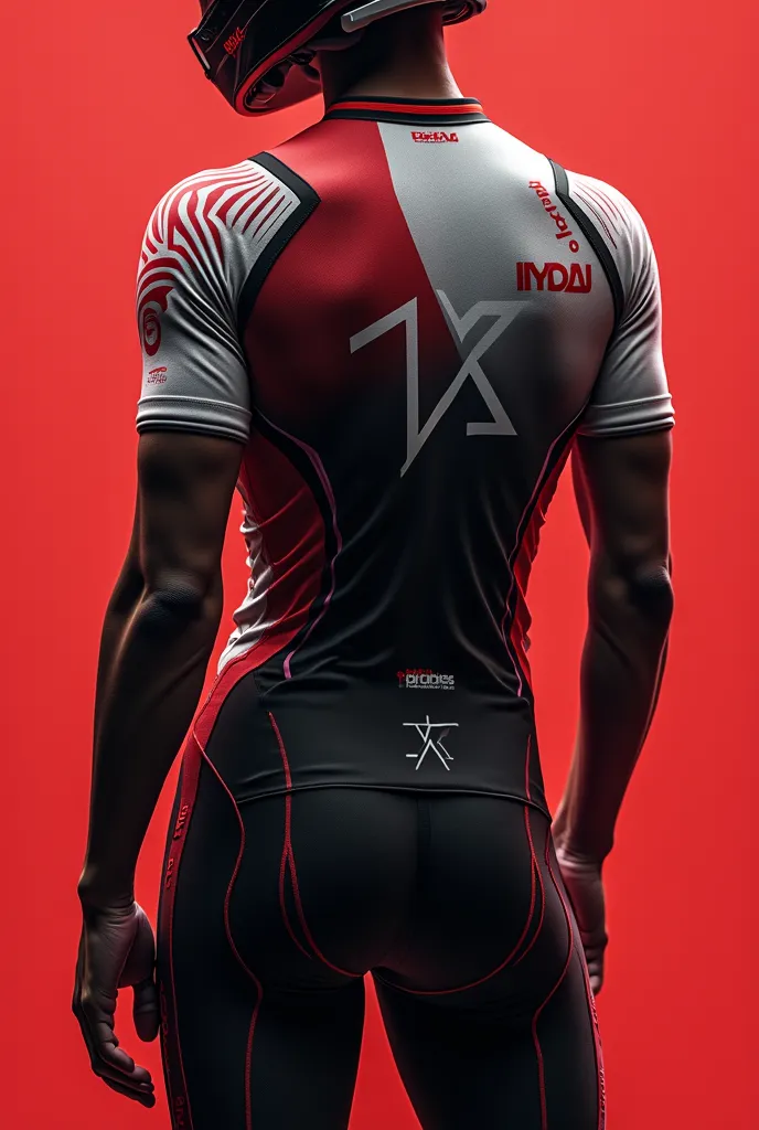 make a long jersey black white and red similar to this but put ICPH logo on back and NO COUNTER word on the front 