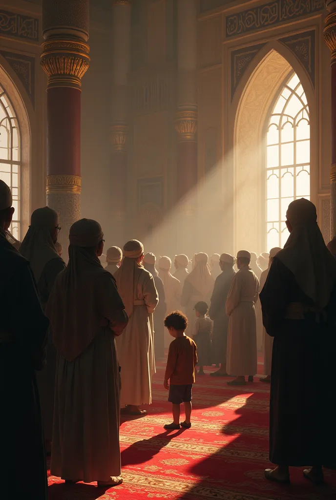 Realistic image of Muslims in the mosque waiting for the imam