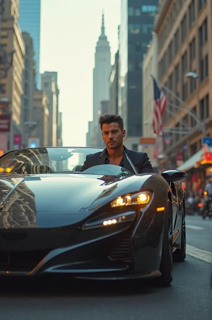 Handsome Thai man,in America,Driving a sports car