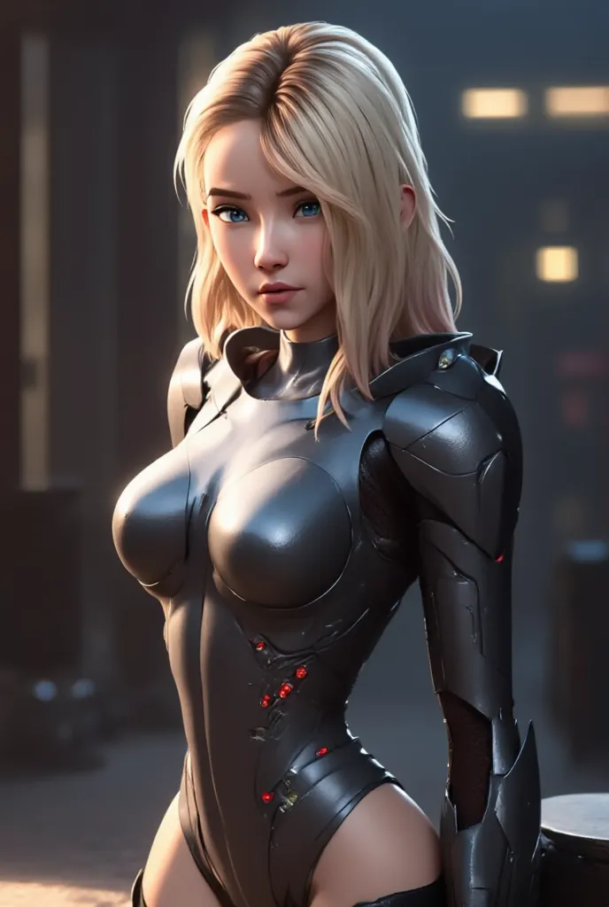 CINDERELLA dressed in her digital avatar, A warrior in shining armor and special powers, 1girl,  seductive shapes, seductive body and curves, blonde, pretty face,  determined look , pointy elf-like ears,  golden hair, golden neon-colored eyes, Beautiful me...