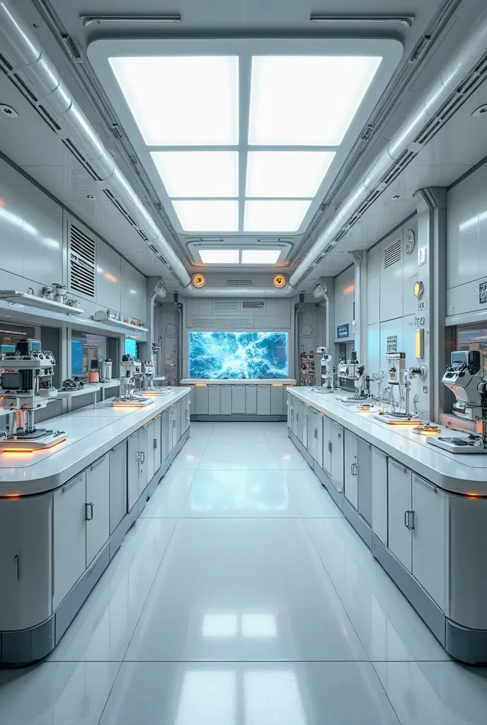 a laboratary room with silver color, transparent base