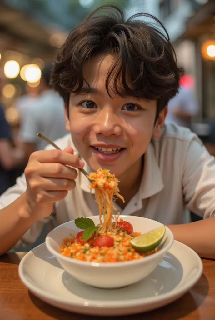 You can make an image of Haechan from NCT eating Peruvian ceviche