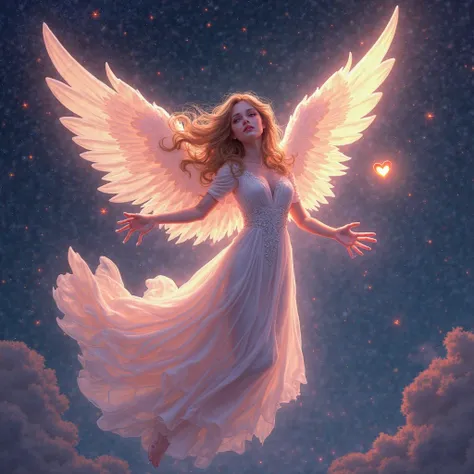 female angel
Mysterious
beauty
starry sky
airborne
The overall color is pink
Put a light heart in the background