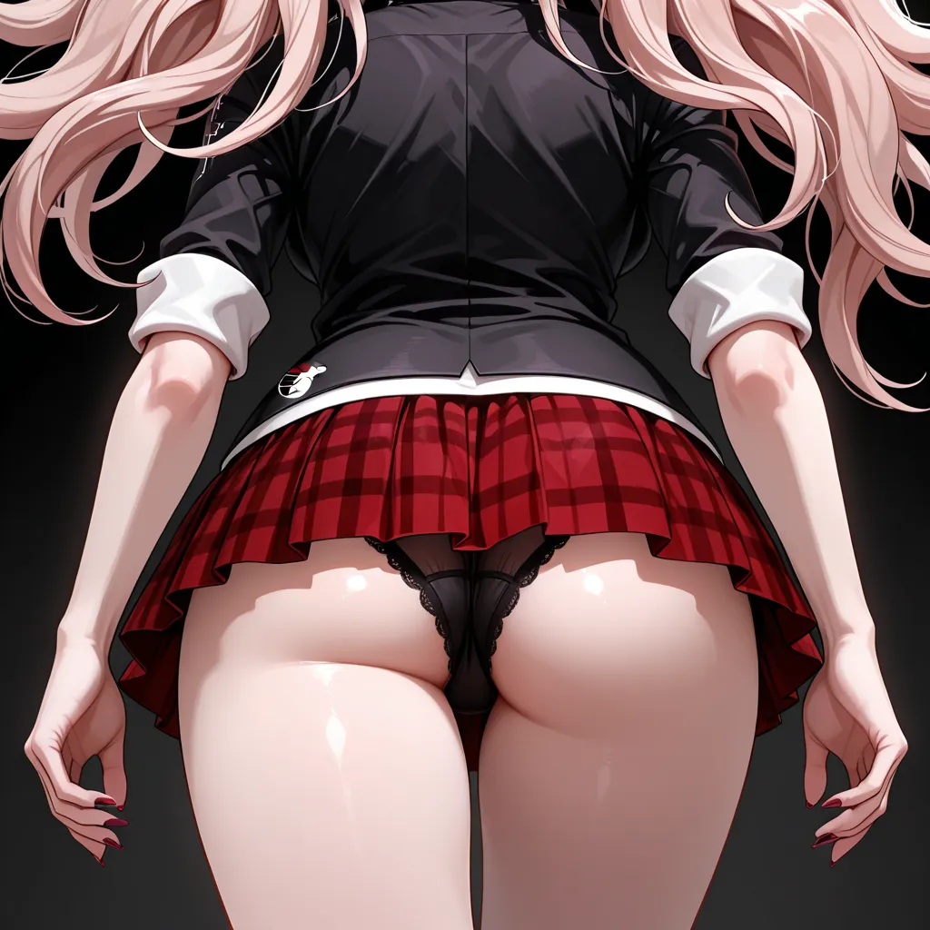 Enoshima junko danganronpa,underwear,skirt,under skirt[1:2],focus thigh[1:1]s,focus ass[2:0], standing 